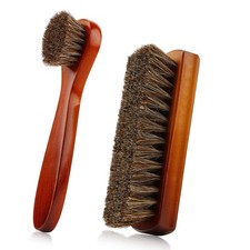 Shoe Brush, Cleaning 2 Pieces Horsehair Boot Brown