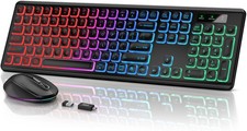 Wireless Keyboard and Mouse Backlit, Quiet Light Up Keys, Tilt Legs, Sleep Mo...