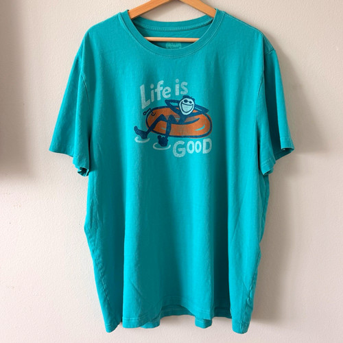 Life is Good Crusher Tee Men's 2XL Blue Graphic Logo