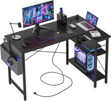 Small L Shaped Desk with Power Outlets - 120X70Cm Gaming Corner Computer Desk Wr