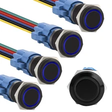 5pcs 16mm Latching led Push Button Switch Black Shell IP65 Waterproof Push Bu...