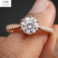 IGI 2.00Ct Round Cut D VS1 Lab Grown Diamond Engagement Ring 925 Sterling Silver