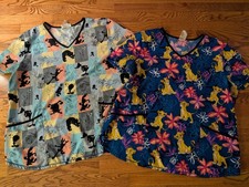 Disney Lion King Simba And Looney Tunes Bugs Bunny Taz Tweety, Scrub Tops Lot 