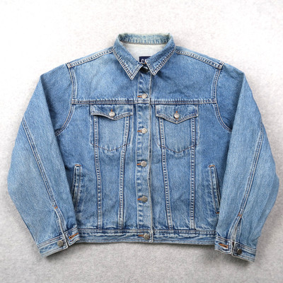 Vintage 90s GAP Denim Jacket Womens L Large Paisley Contrast Cuff