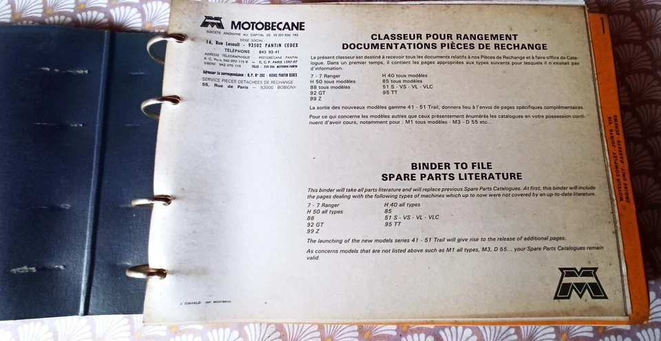MOTOBECANE documentation pièces de rechange tous modèles - Photo 4/4