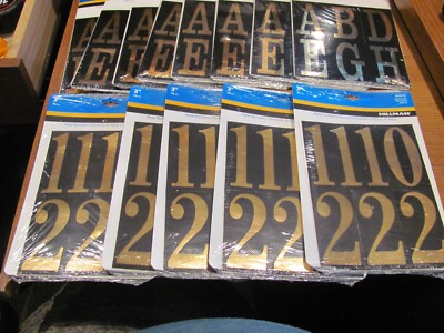 Hillman 839712 Plastic Gold Self-Adhesive Letter & Numbers Set 6 in