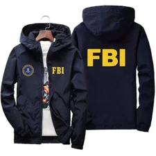 2025 New Men'S Jacket High Quality FBI Printed Outdoor Sports Jacket Spring Hood