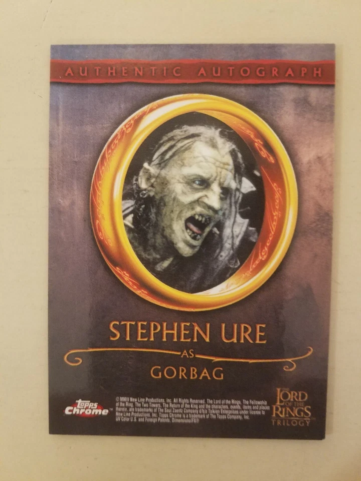 Lord Of The Rings Signed Autographed Gorbag Stephen Ure Authentic Chrome Insert - Image 2 of 2