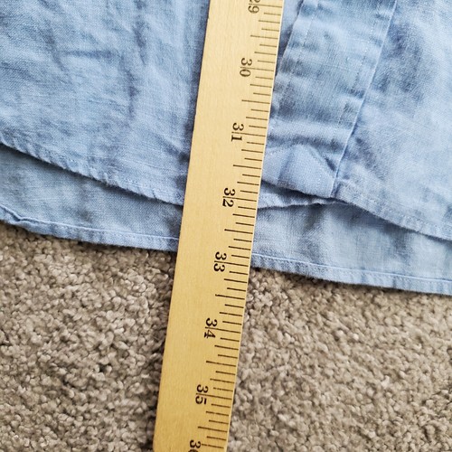 Ralph Lauren Shirt Herren groß blau geknöpft Strand leichtes Leinen schwarz Pony - Bild 12 von 14