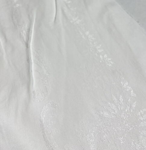 Vintage Beautiful Custom Made White Fabric Tablecloth Damask Floral Print 100x56 - Picture 7 of 12