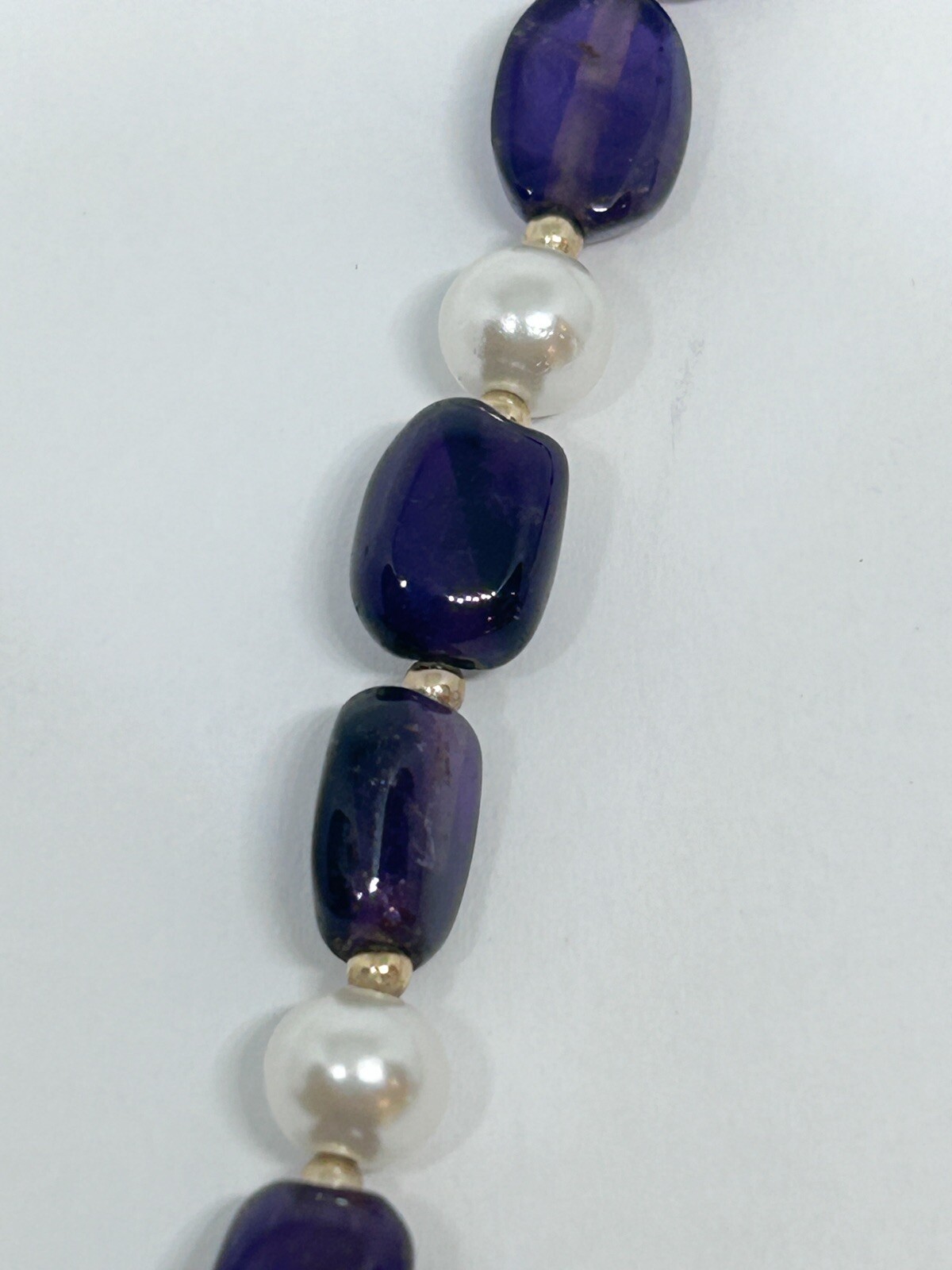 Vintage Beaded Necklace  Rectangular Amethyst Fau… - image 6