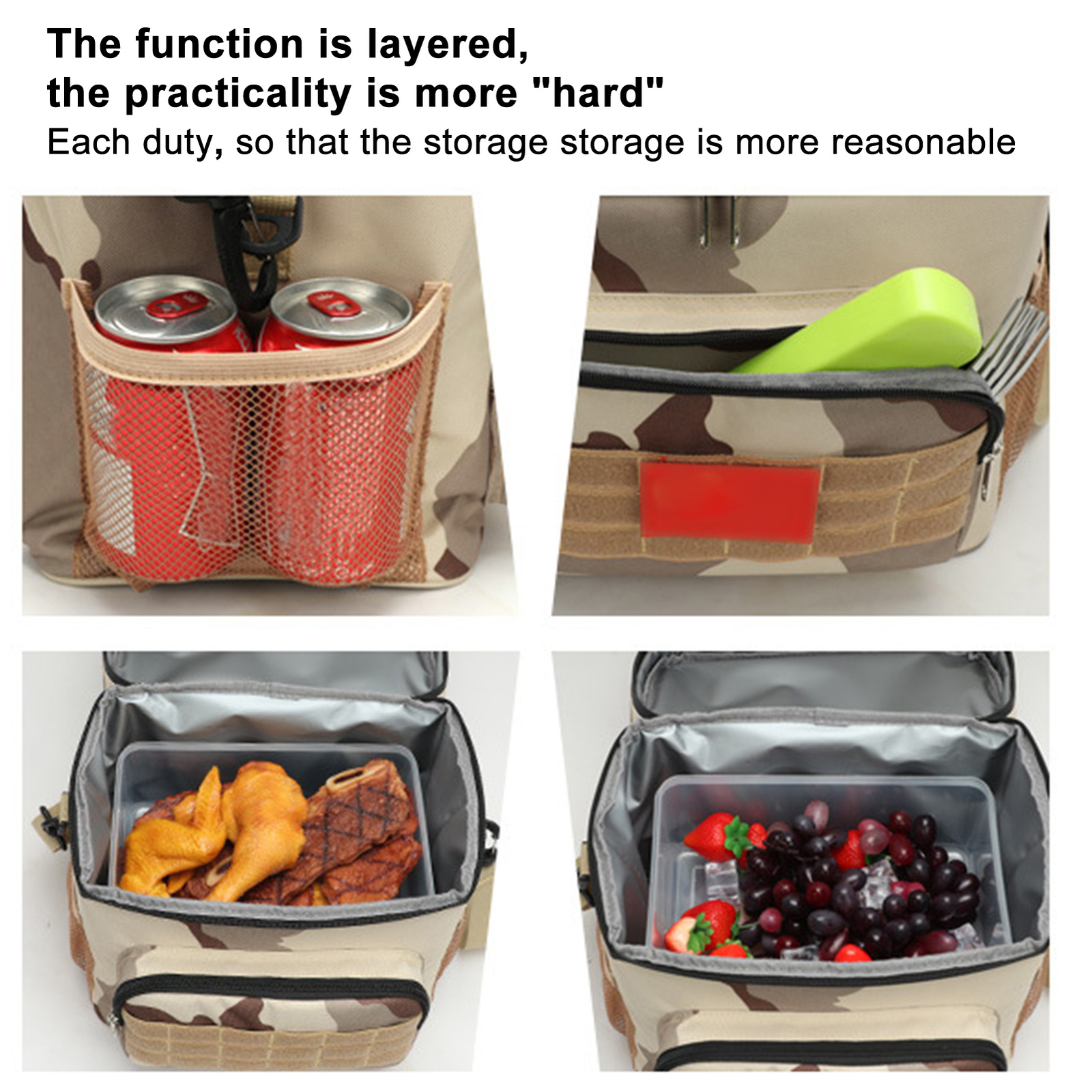 Bento Bag Mesh Pocket Thermal Insulation Camping Bbq Cooling Bag