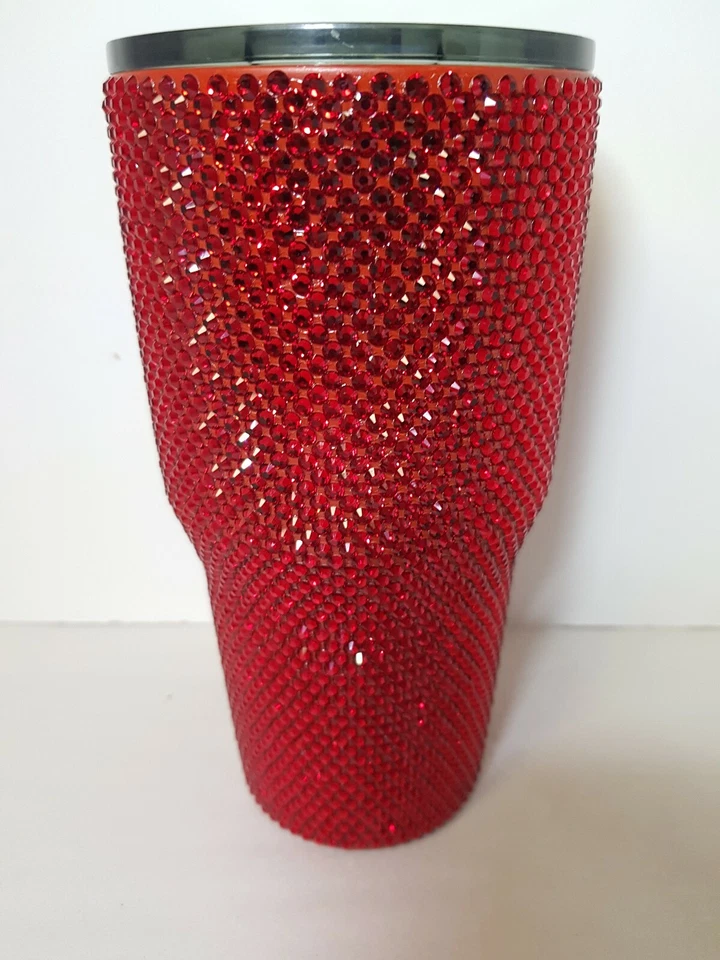 КРАСНЫЙ OZARK TRACK РУЧНОЙ РАБОТЫ БЛЕСТЯЩИЙ БЛЕСТЯЩИЙ 30 унций СТАКАН СИАМ КРАСНЫЙ СВАРОВСКИС - Изображение 4 из 4