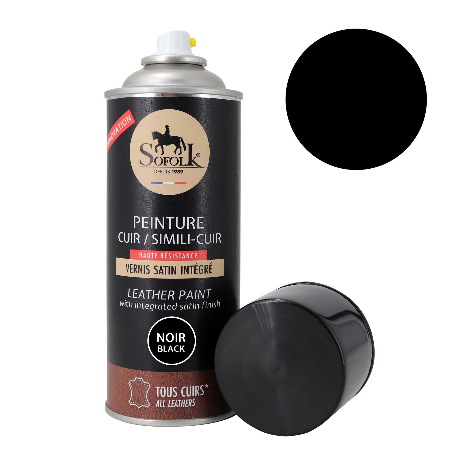 Peinture cuir noir aerosol canape de siege et chaussure