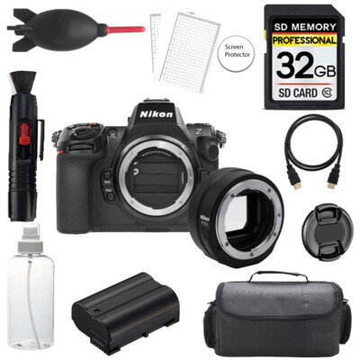Nikon Z8 Camera w/ FTZ II Mount Adapter +32GB + Bag+ Screen Protector- Basic Kit