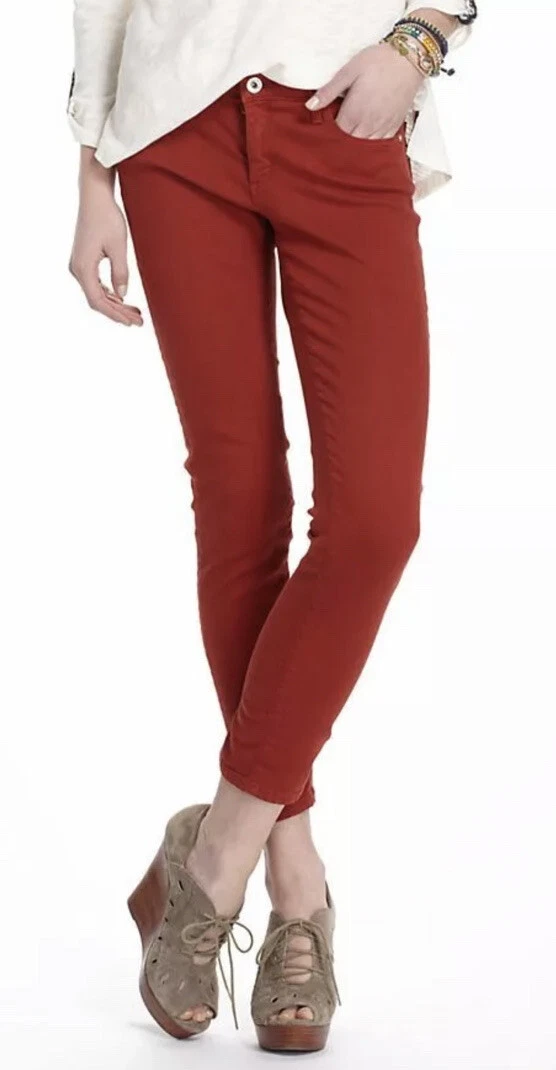 AG Adriano Goldschmied Red Stevie Ankle Slim Straight Cord Jeans