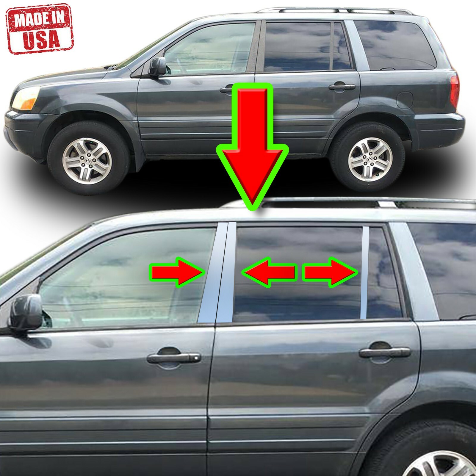 Honda Odyssey Fender 6pc Glossy Piano Black Pillar Post Covers For Honda Odyssey 2005-2010 | Door Trim Interior Upgrade Kit Odyssey Window Molding Cover Set