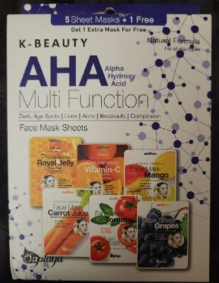 Saplaya K-Beauty AHA Multi Function Face Mask Sheets 6 Count ''NEW''