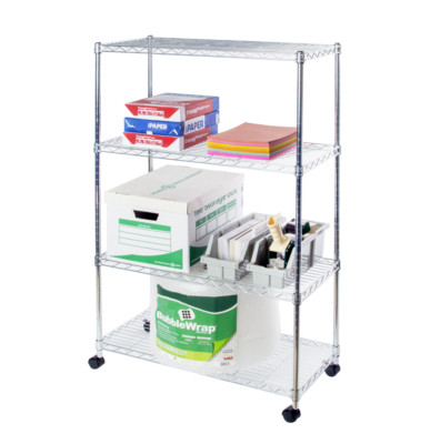 Seville Classics 4-Tier Steel Wire Shelving, 30'' W X 14'' D X 48'' H