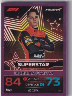 Topps F1 Turbo Attax 2023 Formel 1 Karte Nr. 281 Oscar Piastri Pink Parallel