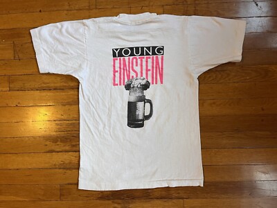 VINTAGE Yahoo Serious Young Einstein Shirt Men s Small White Single Stitch 1988