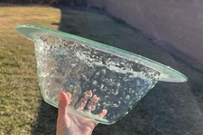 ANNIEGLASS BOWL LARGE GREEN VINTAGE