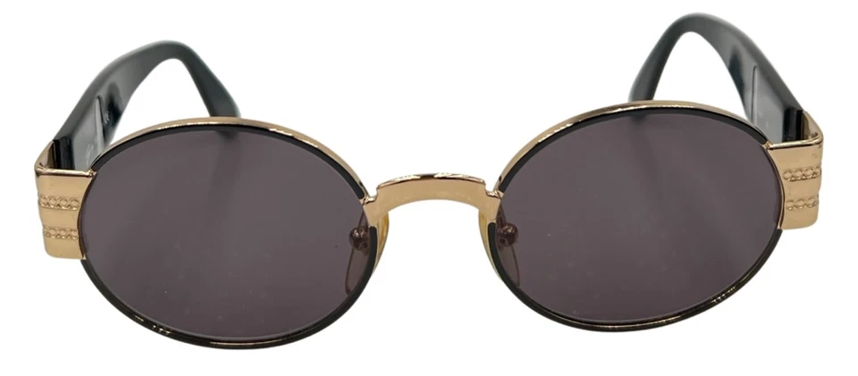 Gafas de sol vintage Genny 562-S 5007 negras doradas redondas de metal Italia con lentes nuevas Foto 3 de 4