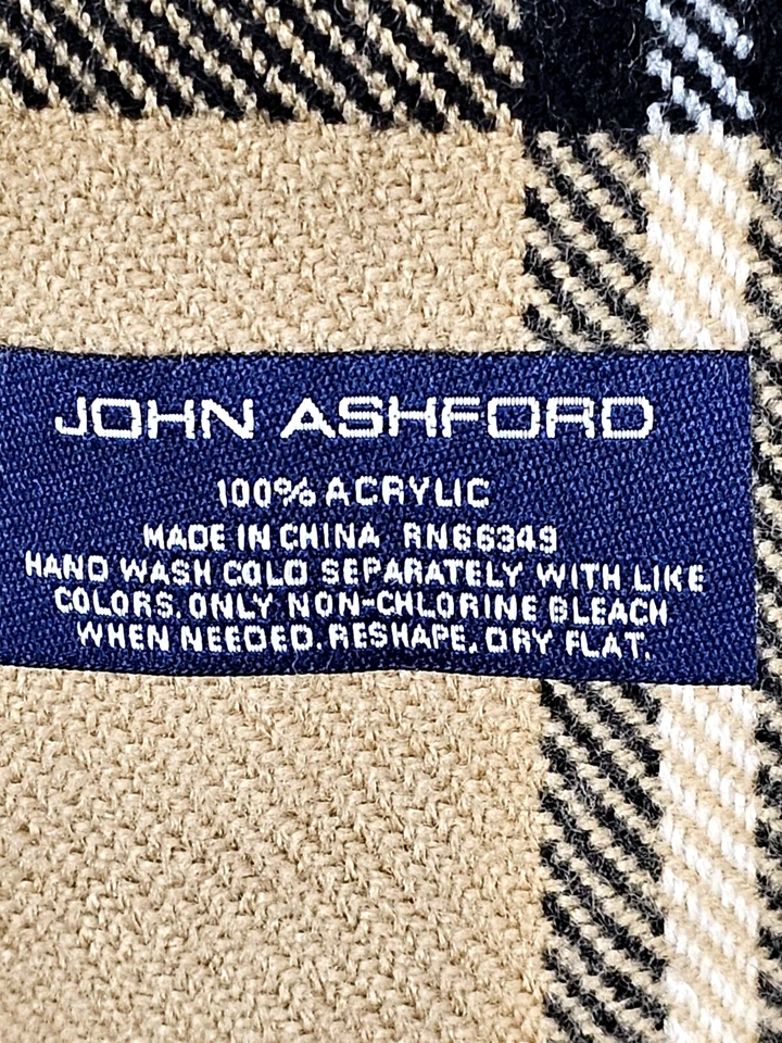 John Ashford Classic Plaid Preppy Scarf Fringe Wrap Around 100% Acrylic NWT - Image 4 of 4