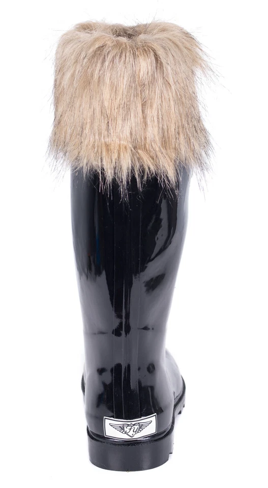 Женщин резиновый дождя ботинки - плоский середины икры снег ботинки, трикотажа и искусственного меха насмешливый манжеты - Изображение 4 из 4