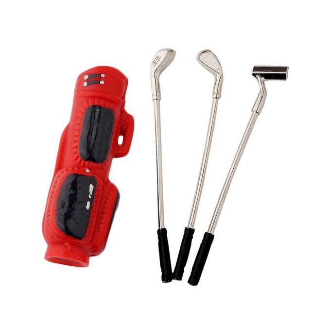 112 Dollhouse Miniature Accessories Mini Golf Bag 3 Golf Clubs Full