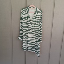 Du Paradis Striped Mini Dress Size L Women Long Sleeve Viscose V Neck Preppy