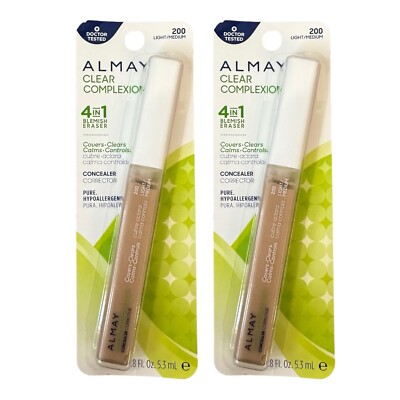 2 Pack Almay Clear Complexion Concealer 200 Light/Medium Salicylic Acid 0.18 oz