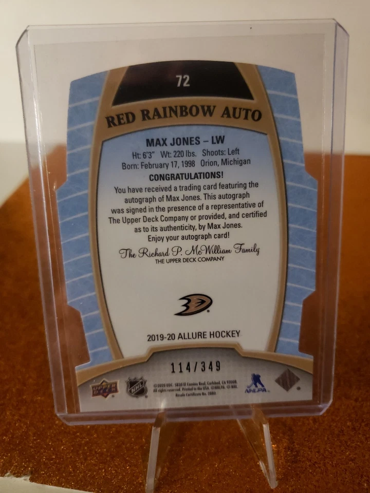 19-20 UPPER DECK ALLURE ROOKIE RED RAINBOW AUTO MAX JONES /349 - Image 2 of 2