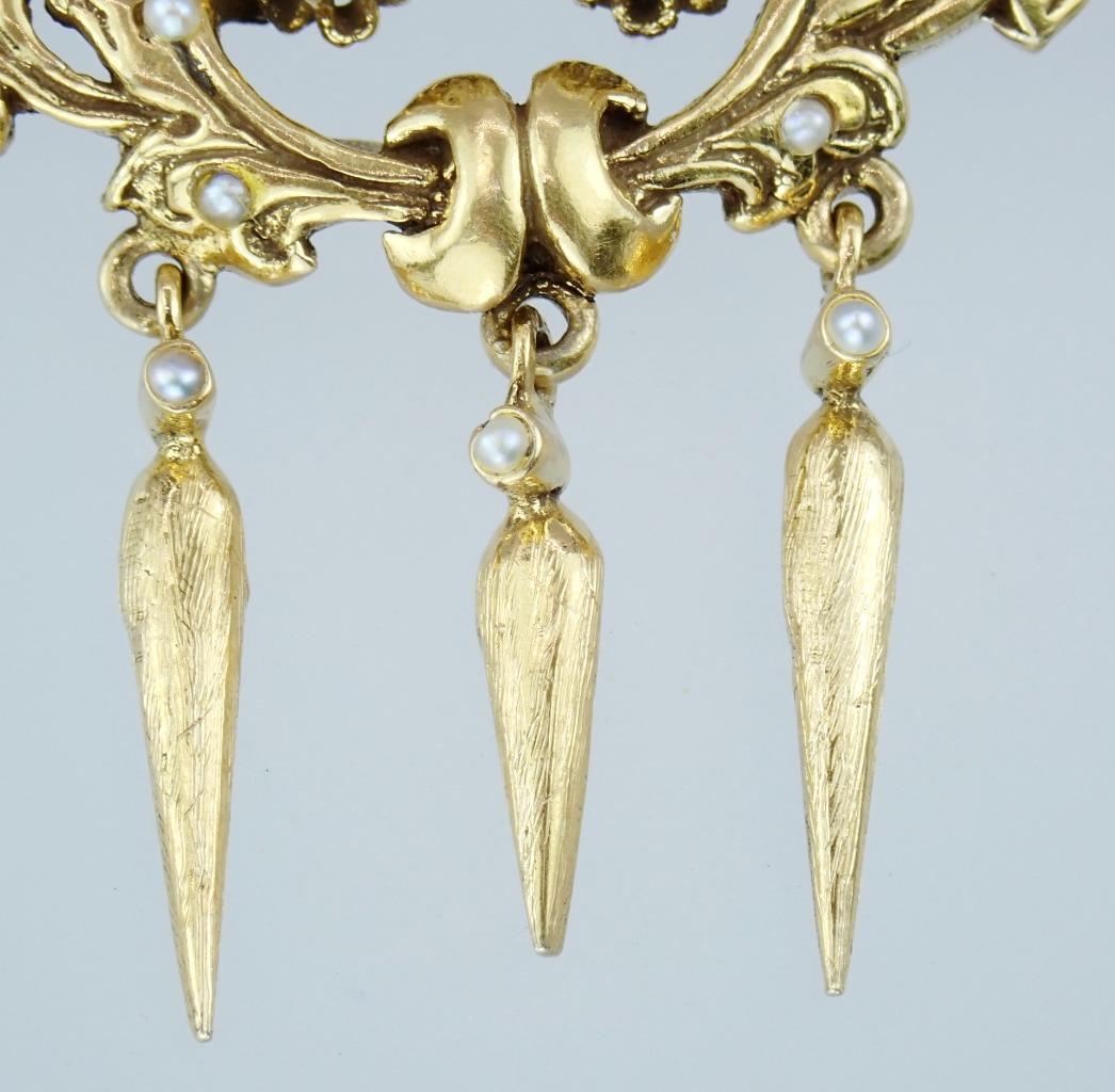 Fabulous Antique Victorian 14K Gold Opal Pearl Fl… - image 5