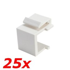 25 Pack Keystone Blank Insert Modular Snap-In Wall Plate Hole Cover Filler White