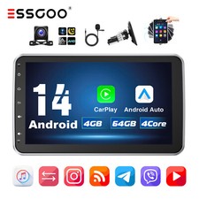 10" Rotatable Android 14 4 64G Carplay Stereo Radio GPS WIFI 1 DIN  Camera MIC