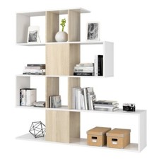 Mobile Libreria Bianca Lucido Rovere Design a Giorno Cubi Parete Attrezzata Muro