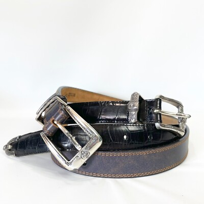Brighton Women Small Belt Lot of 2 Black Blue Leather USA  display picture 1