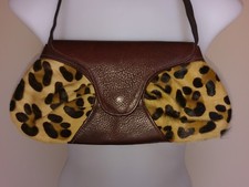 Vasiliki Lagis Leather Handbag Purse Leopard Cheetah Animal Print Bag USA Made
