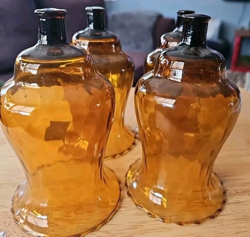 4 Vintage Wandleuchter Braunglas Klammer Kerzenhalter Windlicht Tasse Home Interiors Homco