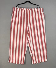 Old Navy Pants Womens 2X Red White Striped High Rise Wide Leg Comfort Waist