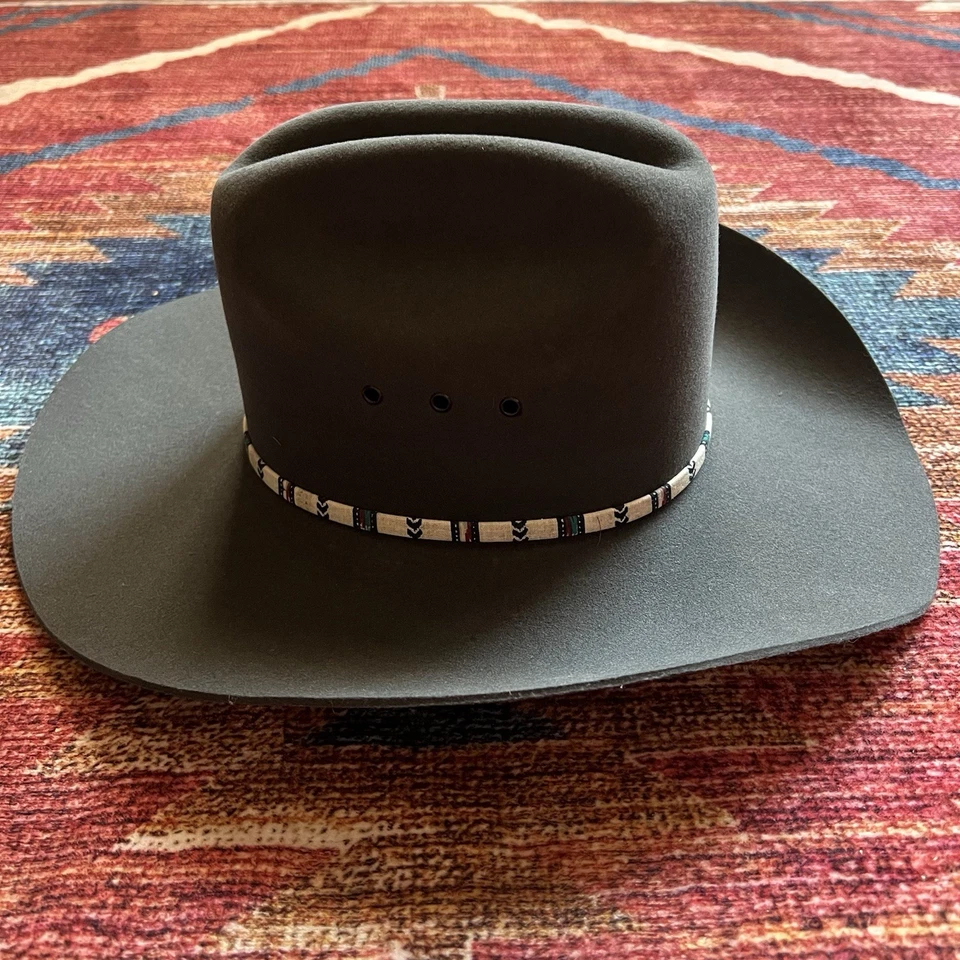 Wrangler Sheepskin Leather 4X Beaver Black Cowboy Hat Size 7 Vintage Texas EUC - Image 2 of 4