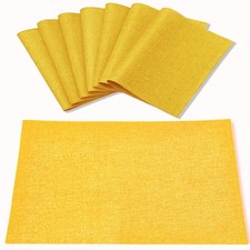 Yellow 8 PCS Cloth Placemat Set Linen Fabric Heat Resistant Dining Table