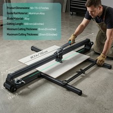 48 Inch Tile Cutter Manual with Laser Guide & Tungsten Carbide Cutting Wheel USA