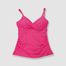 Anne Cole Women's Pink Ruched Underwire Tankini Top Swimwear Size 38C/40B