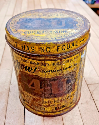 #ad Vintage 4 U Soap Tin Canister – “Quick as a Wink” Glycerine Advertising Tin $16.02
