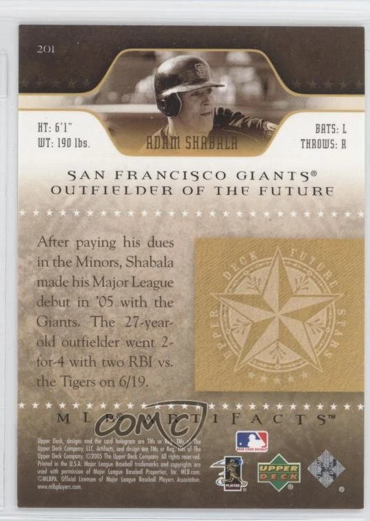 2005 Upper Deck Artifacts Future Stars /799 Adam Shabala #201 Rookie RC - Image 2 of 2