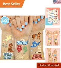 Exciting Cowboy Foil Temporary Tattoos for Kids - 52 Designs, Easy to Apply