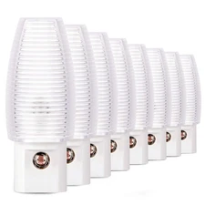 8-Pack LED Night Lights Plug-In, Warm White, Dusk-to-Dawn Sensor for Kids, Bedro