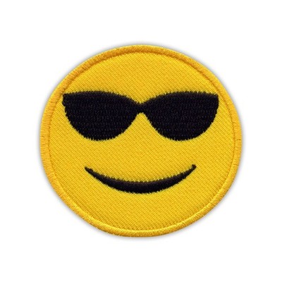 Gesicht mit Sonnenbrille - klein - Chillout - Emoji Patch/Abzeichen bestickt